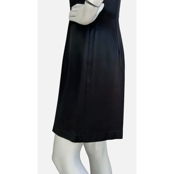 90s Marciano Guess Dress Size 6 Black Satin Made USA Sheath VNeck Sleeveless EUC - Picture 7 of 9
